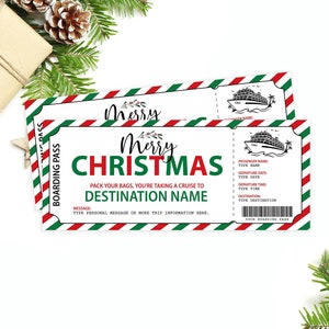 Editable Cruise Ticket, Cruise Ship Ticket Printable, Christmas Surprise Trip Ticket, Cruise Boarding Pass, Christmas Gift Christmas Present