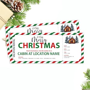 Ferienmiete Geschenk Hüttenverleih Geschenkgutschein Bearbeitbare Skihütte Haus Miete Ticket Druckbare Weihnachtsgeschenk Bergurlaub