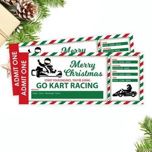 Go Kart Racing Ticket, Weihnachtsgeschenk Go Kart Ticket bearbeitbar, Go Kart Geschenkkarte, GoKart Geschenkgutschein, Kindergeschenk, bearbeitbarer Text