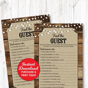 Find The Guest Game, I do BBQ Game, BBQ Couples Shower Game, Rustic Wood Engagement Shower Game, Instant Download