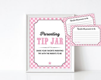 Baby Q Parenting Tip Jar, BBQ Baby Shower Advice for Parents, Tips for Parents Sign and Cards, Baby Q Game, Baby Shower Activity, Printable