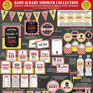 Baby Q Decorations, Couples Baby Shower, BBQ Baby Shower Decorations Package, Co-ed Baby Shower, Personalized Printable Instant Download