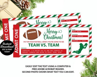 Christmas Football Game Ticket, Editable Football Ticket, Surprise Football Ticket, Game Ticket, Fake Game Ticket, Christmas Present