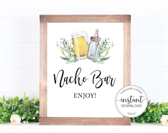 A Baby is Brewing Nacho Bar Sign, Beer Baby Shower Nacho Table, Couples Coed Brewery Baby Shower Food Sign Gender Neutral Printable