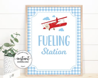 Airplane Fueling Station Sign, Airplane Birthday Drinks Sign, Airplane Birthday Decoration, Airplane Baby Shower Sign, Instant Download 0003