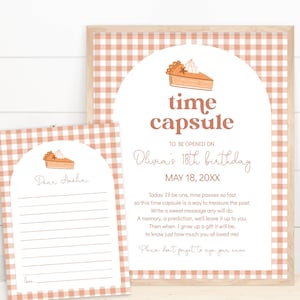 Cutie Pie Birthday Time Capsule, Editable First Birthday Time Capsule 1st Birthday Fall Autumn Decoration Gender Neutral Corjl Template 0024
