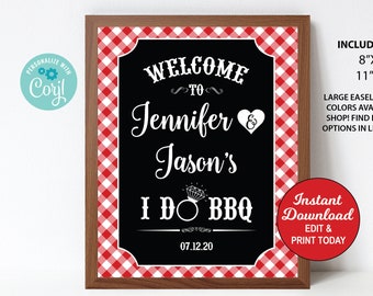 I Do BBQ Welcome Sign Printable, I Do Barbecue Sign, I Do BBQ Couples Shower, Printable Pdf File, Personalized