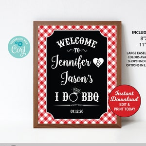 I Do BBQ Welcome Sign Printable, I Do Barbecue Sign, I Do BBQ Couples Shower, Printable Pdf File, Personalized
