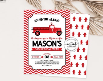 Fire Truck Birthday Invitation Firefighter Birthday Invite Template Birthday Invitation For Boys Editable Fire Truck Birthday Invitation