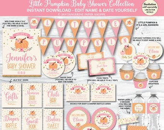 Pumpkin Baby Shower Decorations, Little Pumpkin Baby Shower, Fall Baby Shower Decorations, Baby Shower Girl, Printable, INSTANT DOWNLOAD