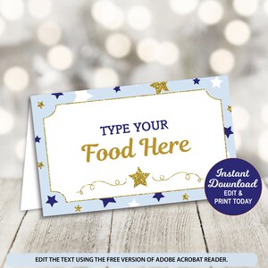 Twinkle Twinkle little Star Food Labels, Twinkle Little Star Food Tent Cards, Printable Food Tents, Printable PDF File, Instant Download