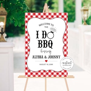 Editable I Do Bbq Welcome Sign, Bbq Engagement Welcome Poster Red Gingham Bridal Shower Party Decoration Coed Couples Wedding