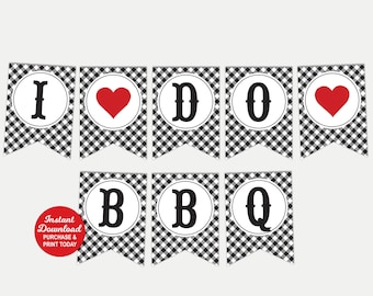I Do BBQ Banner, I Do BBQ Decoration, BBQ Wedding Shower Banner, Couples Shower Banner, Printable Pdf File, Instant Download