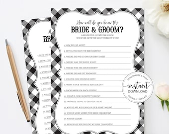 Editable I Do BBQ Game, Engagement Party Game, How Well Do You Know The Bride & Groom Game, Bridal Shower Games, Backyard BBQ Black Gingham