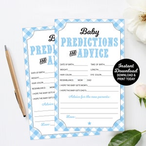 Cartes de prédiction pour bébé, Conseils aux parents, Jeu Baby Q, Jeu de baby shower BBQ, Bleu clair, Jeu imprimable, Baby Shower d’été, Douche de couples