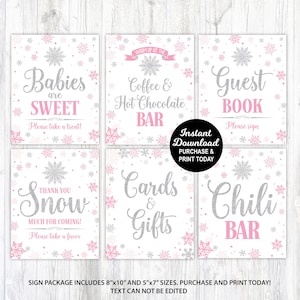 Winter Baby Shower Sign Set, Snowflake Baby Shower Sign Collection, Winter Wonderland Signs, Baby It&#39;s Cold Outside Signs, Decorations
