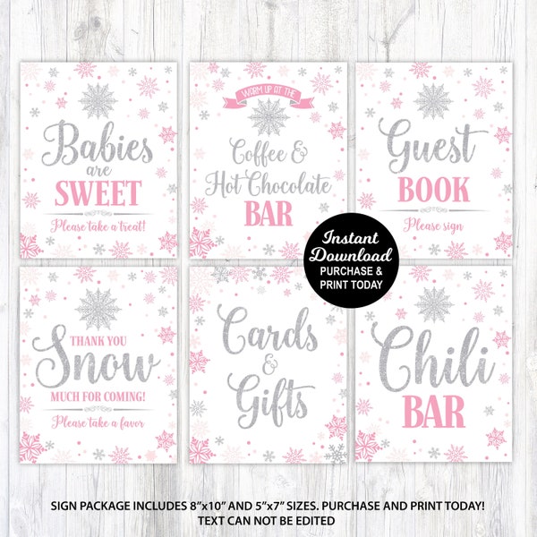 Winter Baby Shower Sign Set, Snowflake Baby Shower Sign Collection, Winter Wonderland Signs, Baby It's Cold Outside Signs, Decorations