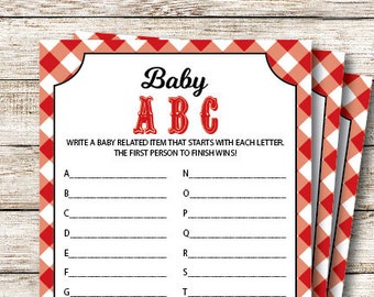 Baby ABC Game Printable, Baby Q Baby Shower Game Red, Baby shower games, Bbq Baby Shower, Fichier PDF imprimable