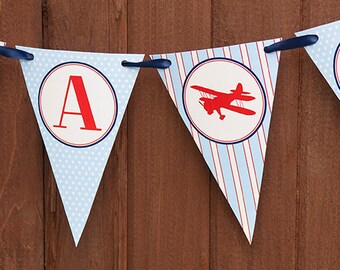 Airplane Baby Shower Banner - It's A Boy Airplane Banner - INSTANT DOWNLOAD - DIY Printable Digital File