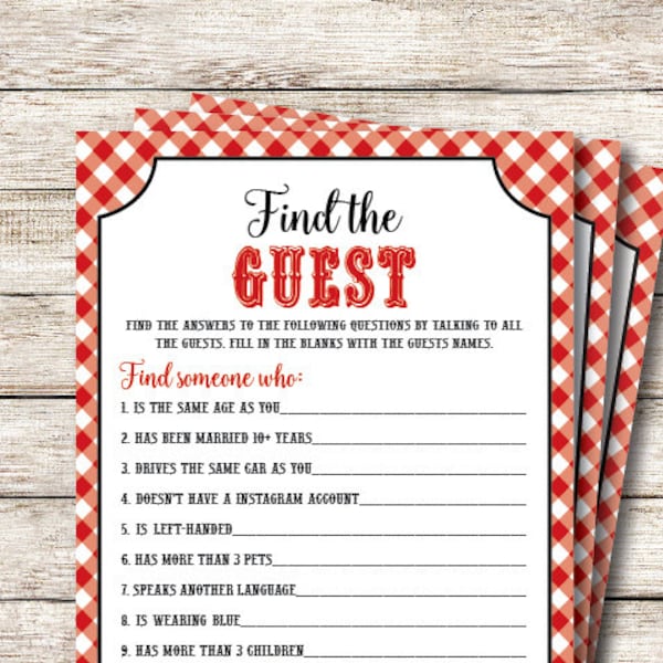 Find the Guest Game, Bridal Shower Games, Printable Instant Download, I do BBQ Game, BBQ Bridal Shower Game, Printable PDF File