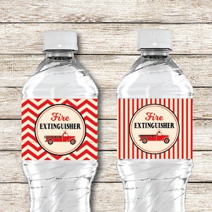 Fire Truck Water Bottle Labels, Fire Truck Water Labels, Fire Extinguisher Water Labels, Printable, Instant Download