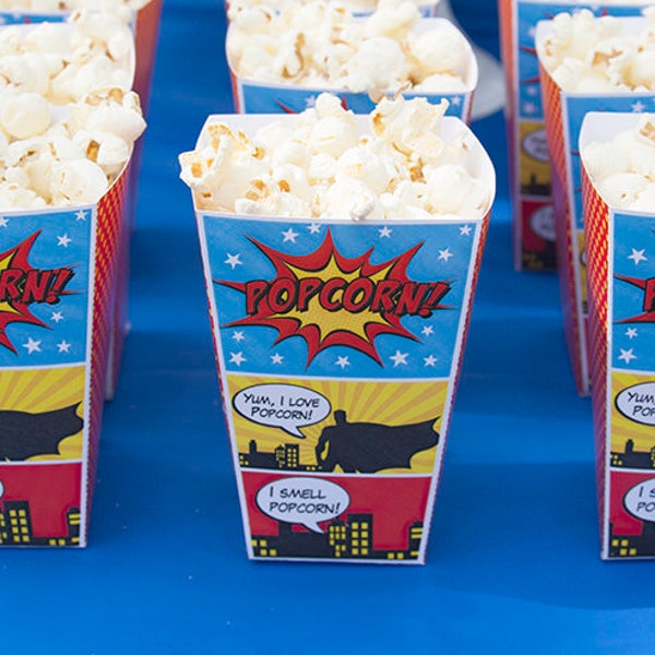 Superhero Birthday, Superhero Popcorn Boxes Mini 1-Cup Size, Superhero Birthday Decorations, Printable PDF File, Instant Download