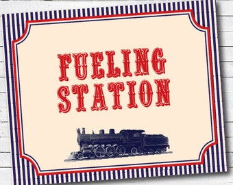 Train Birthday Sign - Fueling Station Sign - Printable PDF File Train Sign - Print Using Acrobat Reader