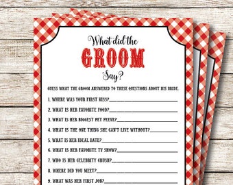 What Did the Groom Say About His Bride Game, I do BBQ Game, BBQ Couples Shower Game, Rustic Shower Game, Printable PDF File