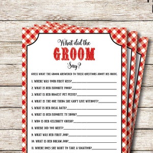 What Did the Groom Say About His Bride Game, I do BBQ Game, BBQ Couples Shower Game, Rustic Shower Game, Printable PDF File