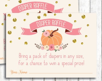 Little Pumpkin Diaper Raffle Ticket, Fall Baby Shower Diaper Raffle, Insert Card, Printable PDF File, Instant Download,