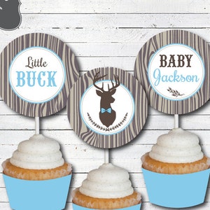 Deer Baby Shower Decorations Cupcake Toppers - Little Buck Baby Shower Decorations - DIY Printable PDF File