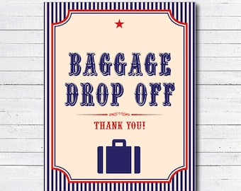Train Party Baggage Drop Off Sign, Train Gift Table Sign, DIY Printable PDF Sign
