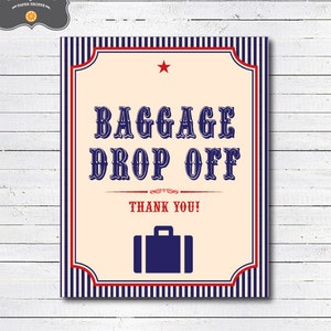 Train Party Baggage Drop Off Sign, Train Gift Table Sign, DIY Printable PDF Sign