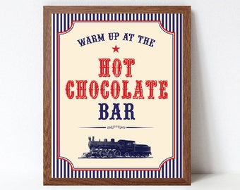 Hot Chocolate Bar Sign Printable, Train Sign, Train Birthday, Train Baby Shower, Printable PDF Sign, Instant Download