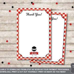 BBQ Baby Shower Thank You Cards Printable, Baby Q Shower Thank You Cards, Baby Shower Thank You, Printable PDF File, Instant Download