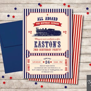 Train Birthday Invitation - Vintage Train Birthday Invitation - DIY Printable Birthday Invitation
