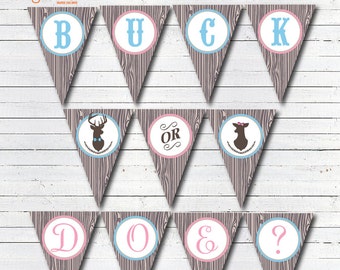 Buck or Doe Gender Reveal Banner - Buck or Doe Banner - Couples Baby Shower - DIY Printable Banner INSTANT DOWNLOAD