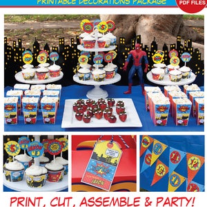 Superhero Birthday Decorations, Superhero Party Decorations, Printable PDF Files
