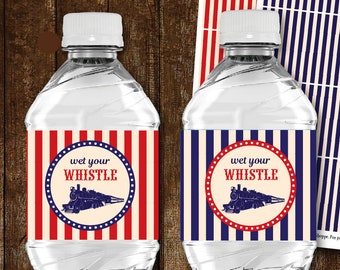 Train Water Bottle Labels, Vintage Train Water Labels, Wet Your Whistle Water Labels, Printable, INSTANT DOWNLOAD