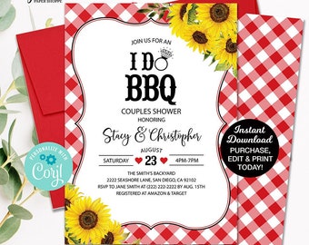 I Do BBQ Invitation, BBQ Couples Shower Invitation, BBQ Rehearsal Dinner Invite, Backyard Engagement Invitation, Printable Wedding Shower
