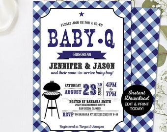 Editable Baby Q Shower Invitation, BBQ Baby Shower Invitation, Couples Baby Shower, Printable, INSTANT DOWNLOAD
