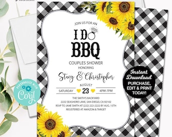 I Do BBQ Invitation, I Do BBQ Engagement Party Invite, BBQ Rehearsal Dinner Invitation Template, Backyard Engagement Party Invitation