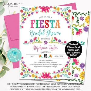 Fiesta Bridal Shower Invitation, Mexican Bridal Shower, Fiesta Wedding Shower Template, Fiesta Invitation, Engagement Party, Printable