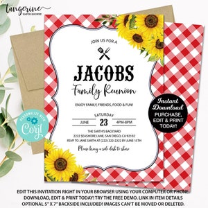 BBQ Family Reunion Invitation, Summer BBQ Invitation Template, Family Cookout Invite, Family Picnic Invitation, Pool Party Invite Printable