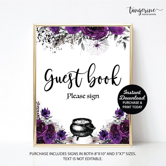 Halloween A Baby is Brewing Guest Book Sign, Halloween Baby Shower Guest Book Sign, Printable Guest Book Sign, Coed Baby Shower, Digital Il_570xn