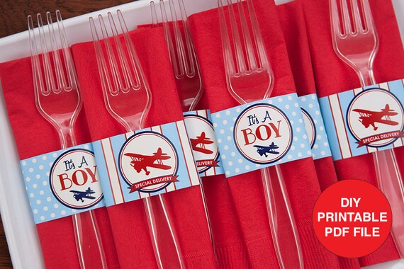 Airplane Baby Shower Decorations Vintage Airplane Napkin Rings