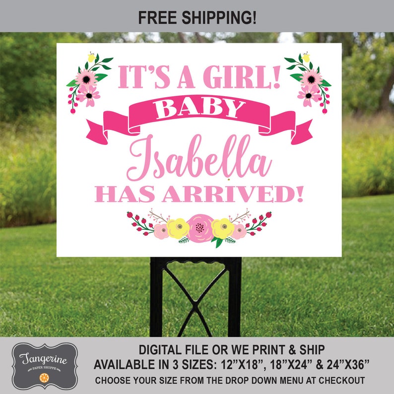 Baby Arrival Yard Sign New Baby Lawn Sign It's A Girl Etsy