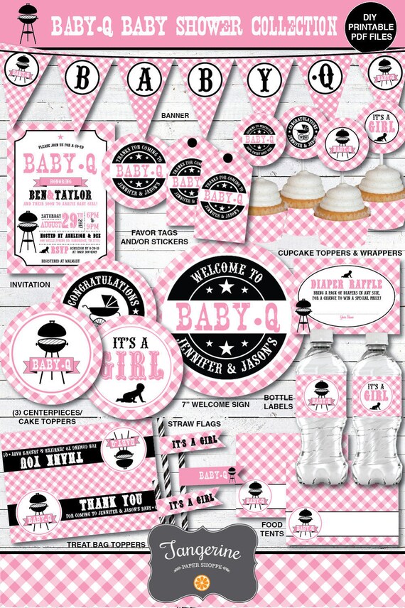 Girl Baby Q Decorations Pink BBQ Baby Shower Decorations Etsy