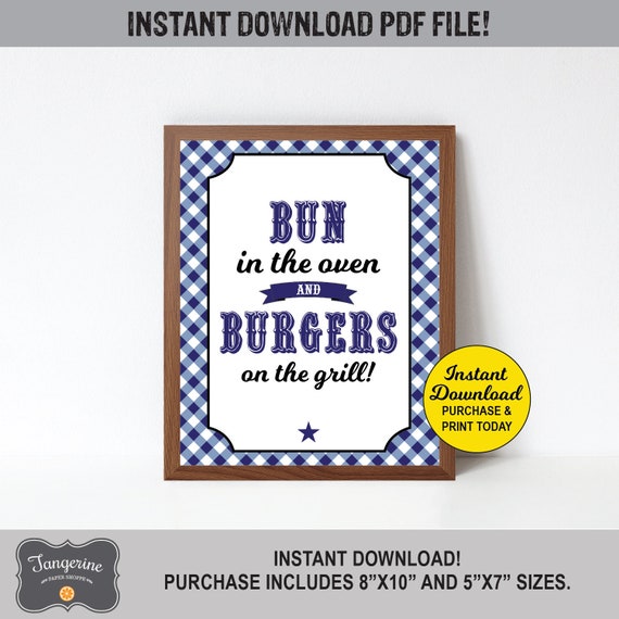 Bun in the Oven Burgers on the Grill Sign Baby Q Sign - Etsy