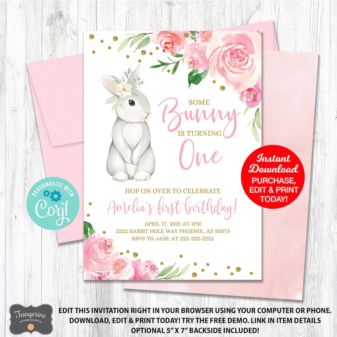 Bunny Birthday Invitation, Some Bunny is One, Spring Birthday ...